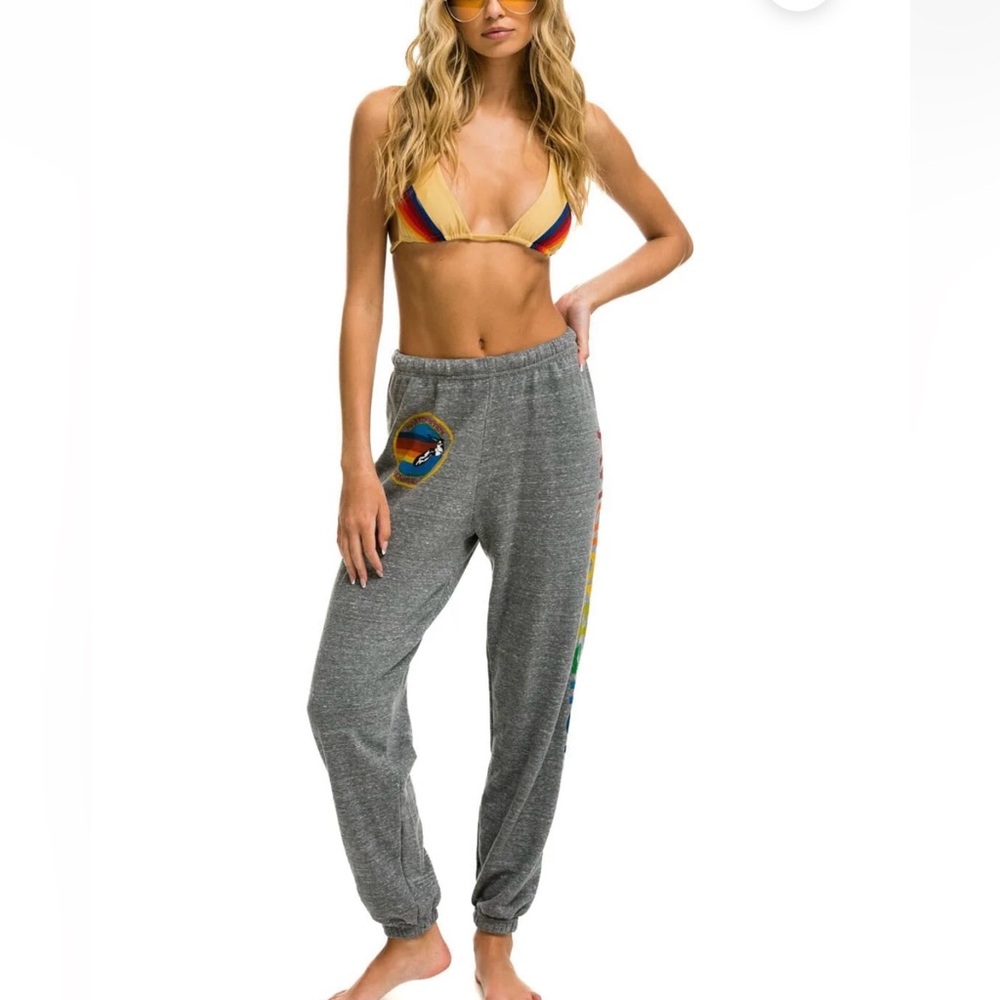 Aviator Nation Gray Sweatpants with Multicolor Logo